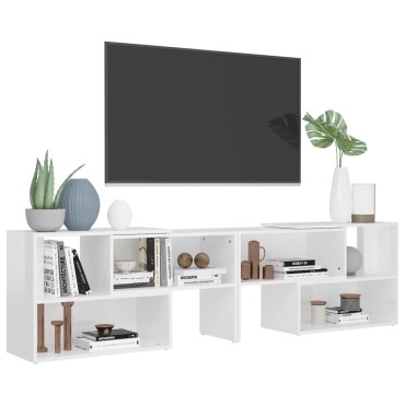 vidaXL Έπιπλο Τηλεόρασης Γυαλιστερό Λευκό 149x30x52cm Επεξ. Ξύλο