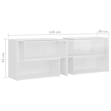 vidaXL Έπιπλο Τηλεόρασης Γυαλιστερό Λευκό 149x30x52cm Επεξ. Ξύλο