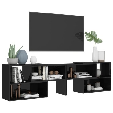 vidaXL Έπιπλο Τηλεόρασης Γυαλιστερό Μαύρο 149x30x52cm Επεξ. Ξύλο