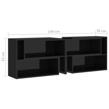 vidaXL Έπιπλο Τηλεόρασης Γυαλιστερό Μαύρο 149x30x52cm Επεξ. Ξύλο