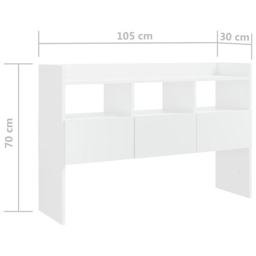 vidaXL Μπουφές Γυαλιστερό Λευκό 105x30x70cm από Επεξ. Ξύλο 1 τεμ.