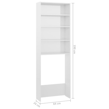 vidaXL Ντουλάπι Πλυντηρίου Γυαλιστερό Μαύρο 64 x 24 x 190 εκ.