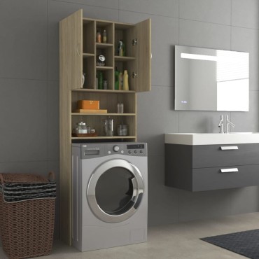 vidaXL Ντουλάπι Πλυντηρίου Sonoma Δρυς 64 x 25,5 x 190 εκ.