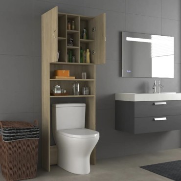 vidaXL Ντουλάπι Πλυντηρίου Sonoma Δρυς 64 x 25,5 x 190 εκ.