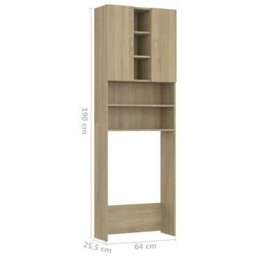 vidaXL Ντουλάπι Πλυντηρίου Sonoma Δρυς 64 x 25,5 x 190 εκ.