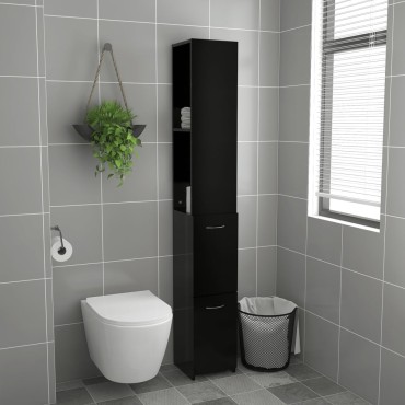 vidaXL Ντουλάπι Μπάνιου Μαύρο 25x26,5x170cm Επεξεργασμένο Ξύλο