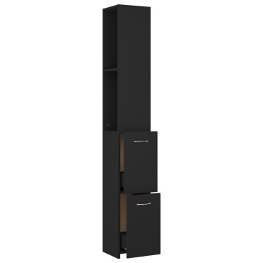 vidaXL Ντουλάπι Μπάνιου Μαύρο 25x26,5x170cm Επεξεργασμένο Ξύλο