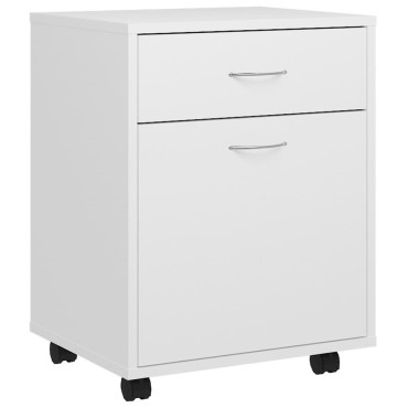 vidaXL Ντουλάπι Τροχήλατο Λευκό 45x38x54cm από Επεξ. Ξύλο 1 τεμ.