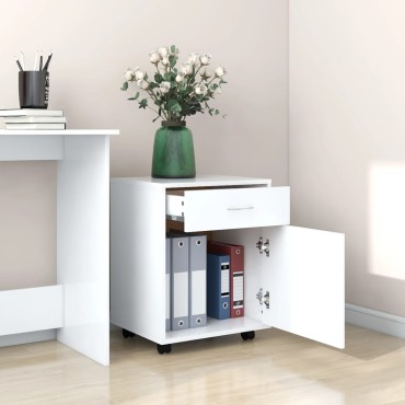 vidaXL Ντουλάπι Τροχήλατο Λευκό 45x38x54cm από Επεξ. Ξύλο 1 τεμ.