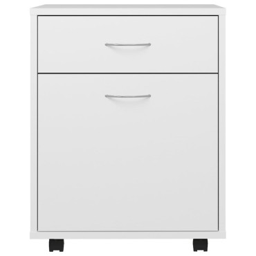 vidaXL Ντουλάπι Τροχήλατο Λευκό 45x38x54cm από Επεξ. Ξύλο 1 τεμ.