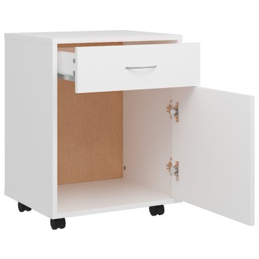 vidaXL Ντουλάπι Τροχήλατο Λευκό 45x38x54cm από Επεξ. Ξύλο 1 τεμ.