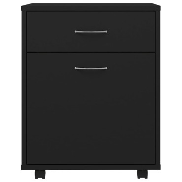vidaXL Ντουλάπι Τροχήλατο Μαύρο 45x38x54cm από Επεξ. Ξύλο 1 τεμ.