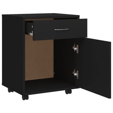 vidaXL Ντουλάπι Τροχήλατο Μαύρο 45x38x54cm από Επεξ. Ξύλο 1 τεμ.