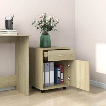 vidaXL Ντουλάπι Τροχήλατο Sonoma Δρυς 45x38x54cm από Επεξ. Ξύλο 1 τεμ.