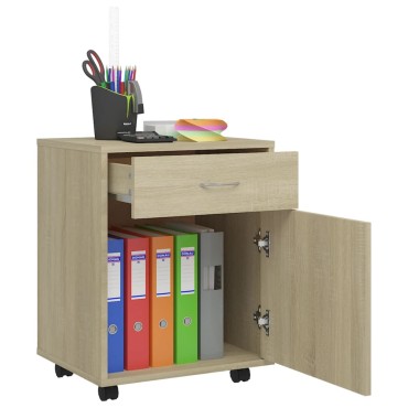 vidaXL Ντουλάπι Τροχήλατο Sonoma Δρυς 45x38x54cm από Επεξ. Ξύλο 1 τεμ.