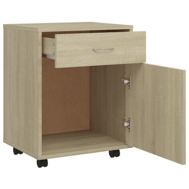 vidaXL Ντουλάπι Τροχήλατο Sonoma Δρυς 45x38x54cm από Επεξ. Ξύλο 1 τεμ.
