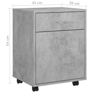 vidaXL Ντουλάπι Τροχηλάτο Γκρι Σκυρ. 45x38x54cm από Επεξ. Ξύλο 1 τεμ.