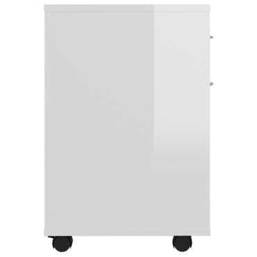 vidaXL Ντουλάπι Τροχήλατο Γυαλιστ. Λευκό 45x38x54cm από Επεξ. Ξύλο 1 τεμ.