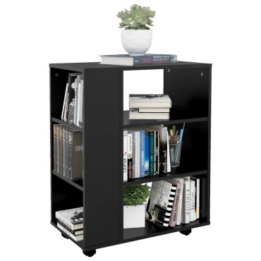 vidaXL Ντουλάπι Τροχήλατο Μαύρο 60x35x75cm από Επεξ. Ξύλο 1 τεμ.