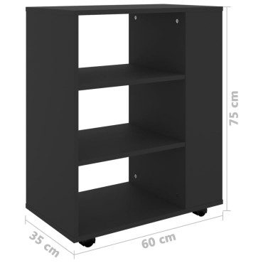 vidaXL Ντουλάπι Τροχήλατο Μαύρο 60x35x75cm από Επεξ. Ξύλο 1 τεμ.