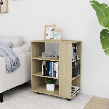 vidaXL Ντουλάπι Τροχήλατο Sonoma Δρυς 60x35x75cm από Επεξ. Ξύλο 1 τεμ.
