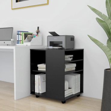 vidaXL Ντουλάπι Τροχήλατο Μαύρο 60x53x72cm από Επεξ. Ξύλο 1 τεμ.