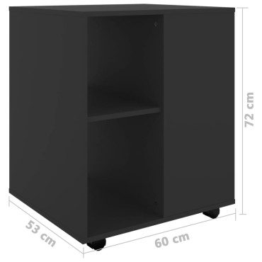vidaXL Ντουλάπι Τροχήλατο Μαύρο 60x53x72cm από Επεξ. Ξύλο 1 τεμ.