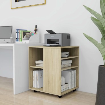 vidaXL Ντουλάπι Τροχήλατο Sonoma Δρυς 60x53x72cm Επεξ. Ξύλο 1 τεμ.
