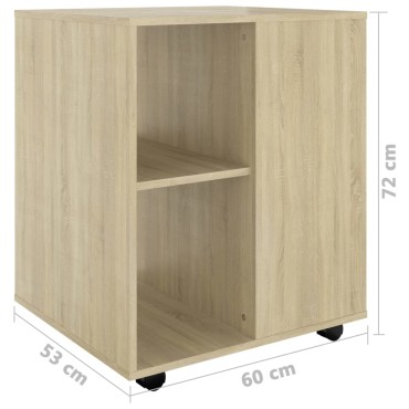 vidaXL Ντουλάπι Τροχήλατο Sonoma Δρυς 60x53x72cm Επεξ. Ξύλο 1 τεμ.