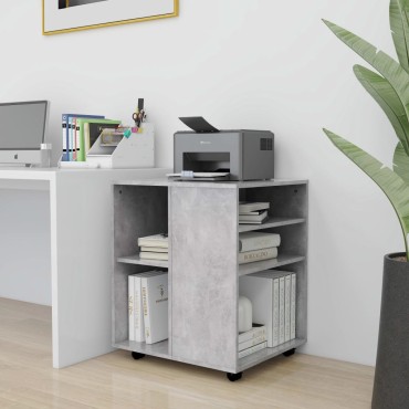 vidaXL Ντουλάπι Τροχήλατο Γκρι Σκυροδέματος 60x53x72cm Επεξ. Ξύλο 1 τεμ.