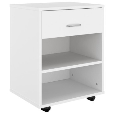 vidaXL Ντουλάπι Τροχήλατο Λευκό 46x36x59cm από Επεξ. Ξύλο 1 τεμ.