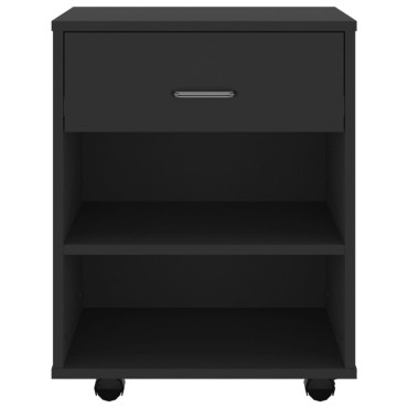 vidaXL Ντουλάπι Τροχήλατο Μαύρο 46x36x59cm από Επεξ. Ξύλο 1 τεμ.