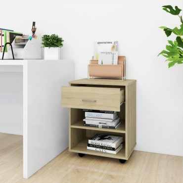 vidaXL Ντουλάπι Τροχήλατο Sonoma Δρυς 46x36x59cm από Επεξ. Ξύλο 1 τεμ.