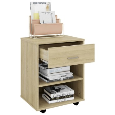 vidaXL Ντουλάπι Τροχήλατο Sonoma Δρυς 46x36x59cm από Επεξ. Ξύλο 1 τεμ.