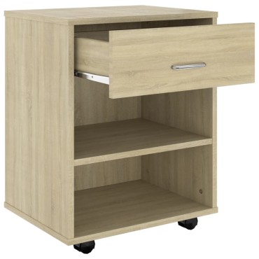 vidaXL Ντουλάπι Τροχήλατο Sonoma Δρυς 46x36x59cm από Επεξ. Ξύλο 1 τεμ.