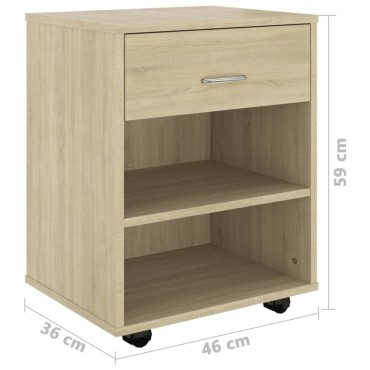 vidaXL Ντουλάπι Τροχήλατο Sonoma Δρυς 46x36x59cm από Επεξ. Ξύλο 1 τεμ.