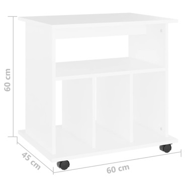 vidaXL Ντουλάπι Τροχήλατο Λευκό 60x45x60cm από Επεξ. Ξύλο 1 τεμ.