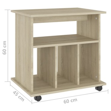 vidaXL Ντουλάπι Τροχήλατο Sonoma Δρυς 60x45x60cm από Επεξ. Ξύλο 1 τεμ.