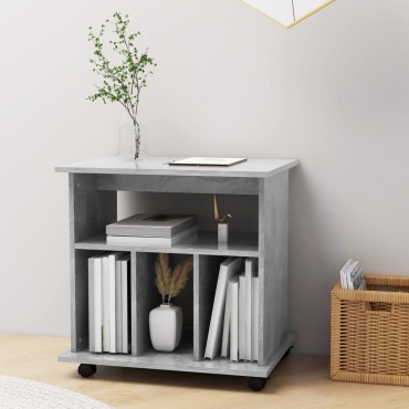 vidaXL Ντουλάπι Τροχήλατο Γκρι Σκυρ. 60x45x60cm από Επεξ. Ξύλο 1 τεμ.