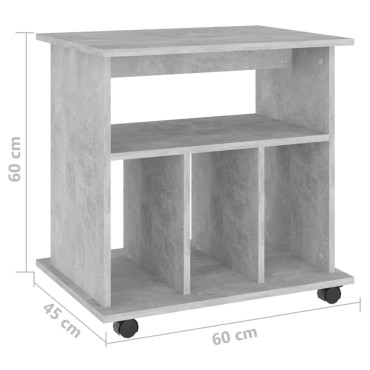 vidaXL Ντουλάπι Τροχήλατο Γκρι Σκυρ. 60x45x60cm από Επεξ. Ξύλο 1 τεμ.