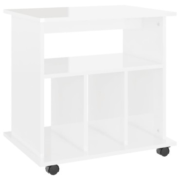 vidaXL Ντουλάπι Τροχήλατο Γυαλιστ. Λευκό 60x45x60cm από Επεξ. Ξύλο 1 τεμ.