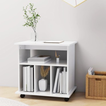 vidaXL Ντουλάπι Τροχήλατο Γυαλιστ. Λευκό 60x45x60cm από Επεξ. Ξύλο 1 τεμ.