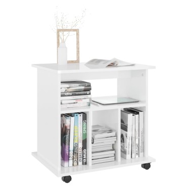 vidaXL Ντουλάπι Τροχήλατο Γυαλιστ. Λευκό 60x45x60cm από Επεξ. Ξύλο 1 τεμ.