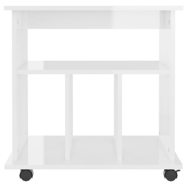 vidaXL Ντουλάπι Τροχήλατο Γυαλιστ. Λευκό 60x45x60cm από Επεξ. Ξύλο 1 τεμ.
