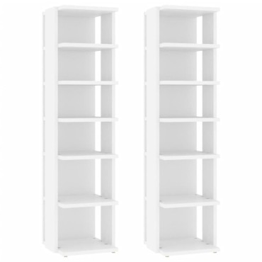 vidaXL Παπουτσοθήκες 2 τεμ. Λευκές 27,5x27x102 εκ. Επεξεργασμένο Ξύλο