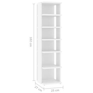 vidaXL Παπουτσοθήκες 2 τεμ. Λευκές 27,5x27x102cm Επεξεργασμένο Ξύλο