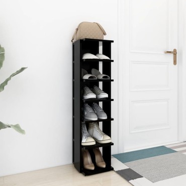 vidaXL Παπουτσοθήκη Μαύρη 27,5x27x102cm από Επεξεργασμένο Ξύλο
