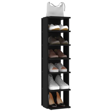 vidaXL Παπουτσοθήκη Μαύρη 27,5x27x102cm από Επεξεργασμένο Ξύλο