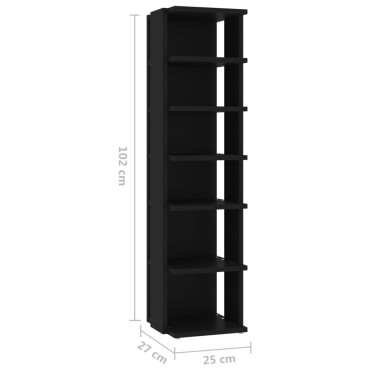 vidaXL Παπουτσοθήκη Μαύρη 27,5x27x102cm από Επεξεργασμένο Ξύλο