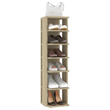 vidaXL Παπουτσοθήκη Sonoma Δρυς 27,5x27x102cm από Επεξεργασμένο Ξύλο